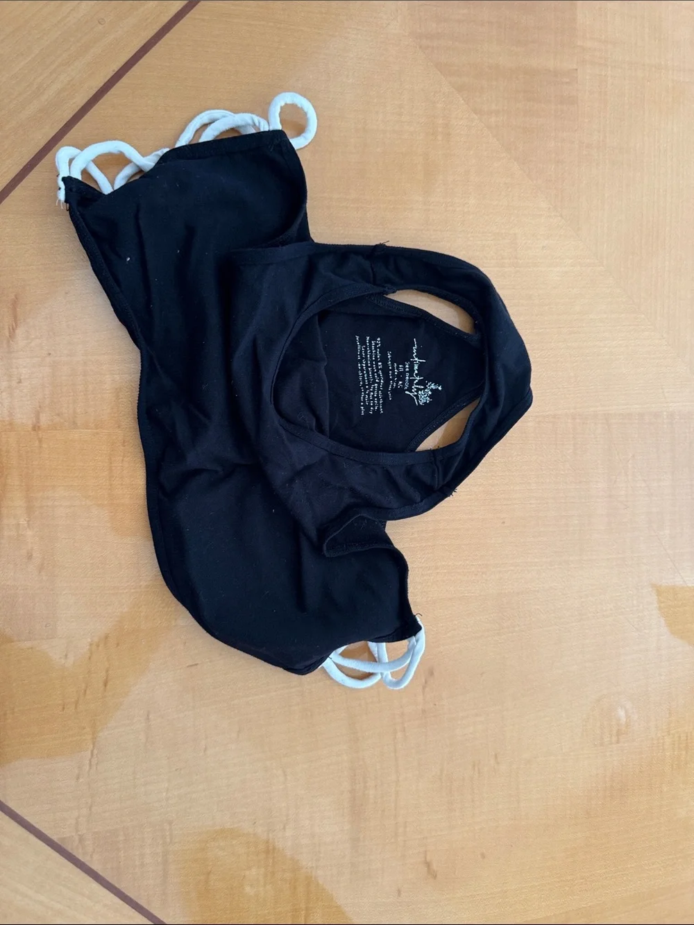 Free People Black Crop Top with White Side Straps